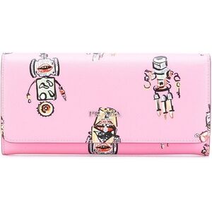 Prada Pink Robot Motif Leather Continental Wallet-RARE FIND